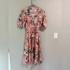 LOFT Petites Floral Button-Front Midi Dress – 4P – NWT